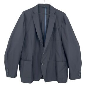 Haggar Smart Wash Highland Blazer Mens 48/50 XL Black Single Breasted Jacket